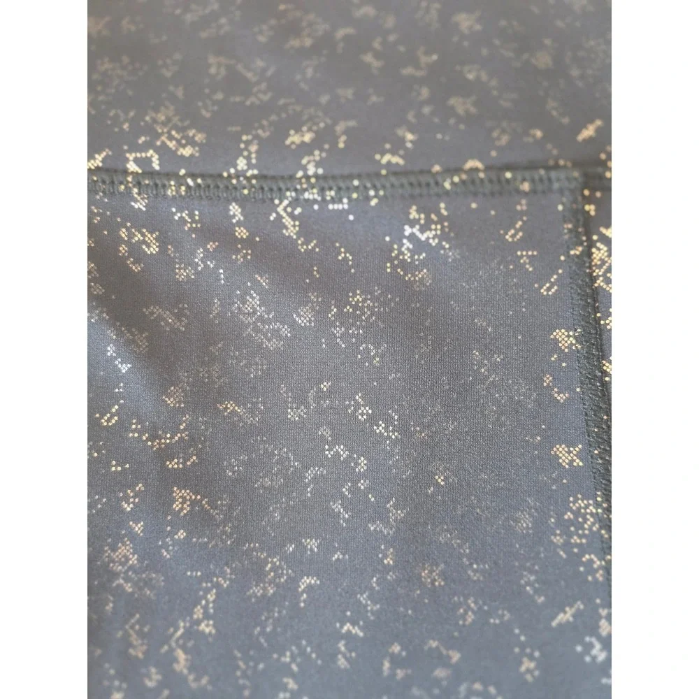 Zyia Active Womens Metallic Copper Foil Splatter High Waisted Leggings Black 6/8